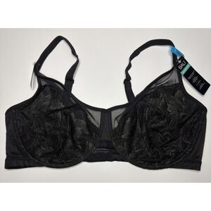 Bali Womens One Smooth U Lace Minimizer Underwire Bra DF3386 Black Size 42DDD